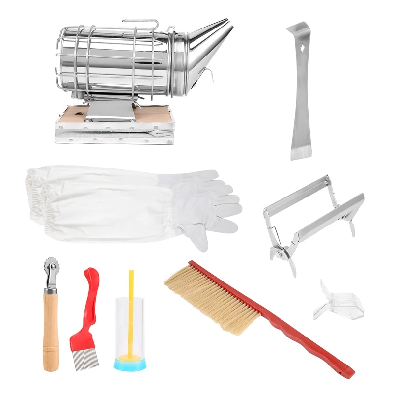 

Набор инструментов для пчеловодства, комплект из 9 предметов для начинающих курильщиков улей, с перчатками для пчеловодства