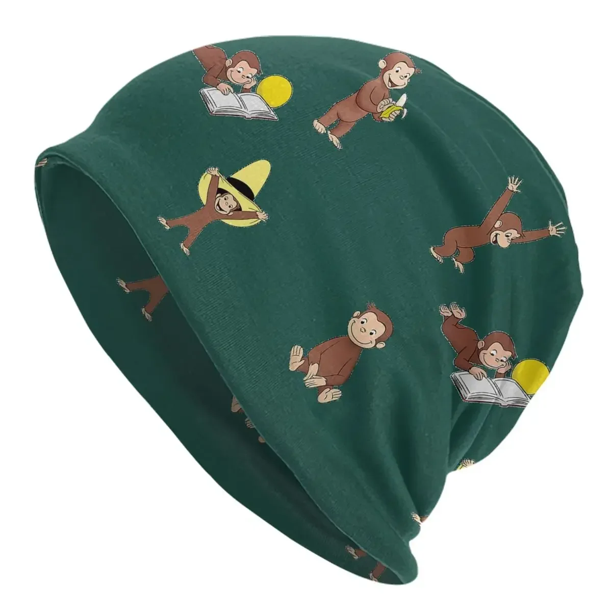 

George The Curious Monkey Cartoon Skullies Beanies Hats Warm Autumn Winter Outdoor Cap Knitted Bonnet Caps for Men Women Adult
