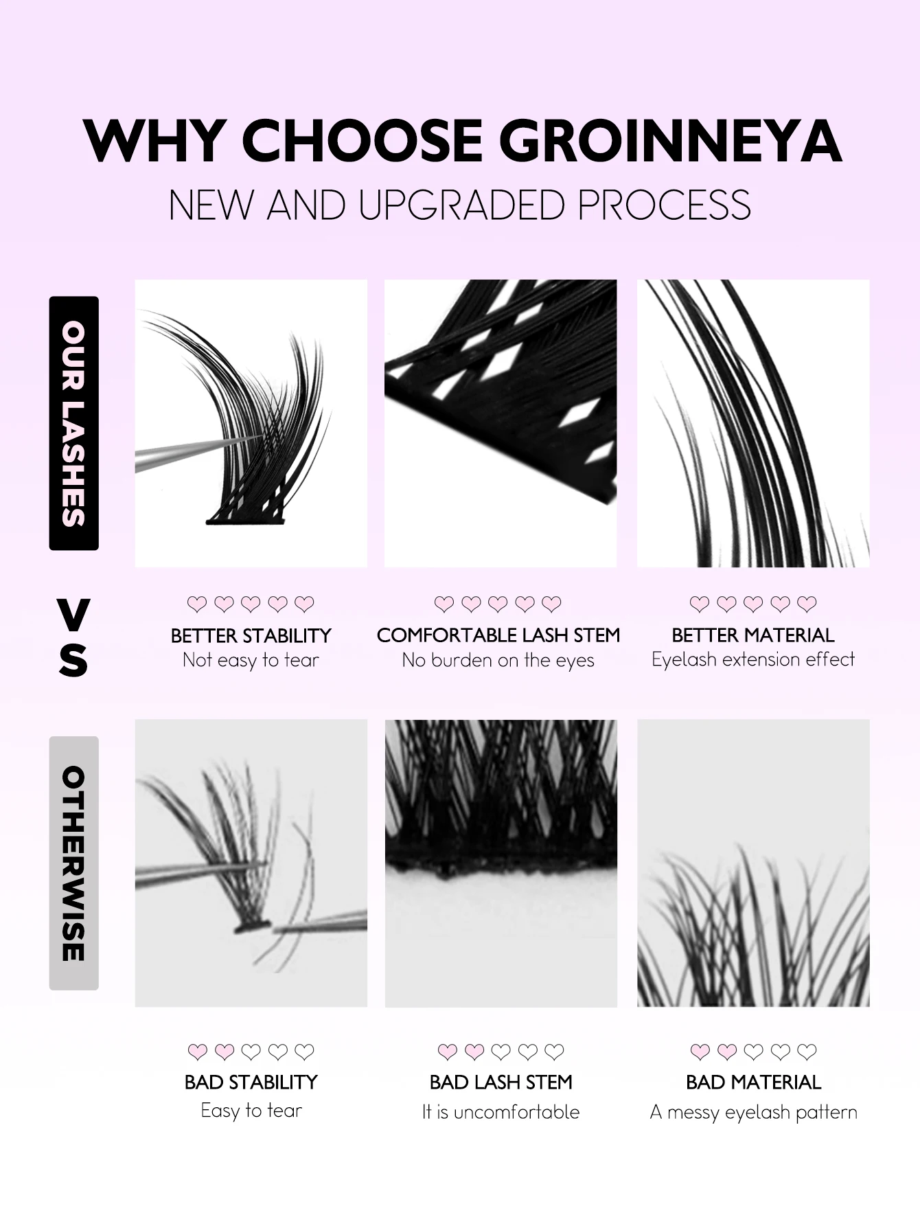 Накладные ресницы GROINNEYA кошачий глаз индивидуальные натуральный вид смешанный