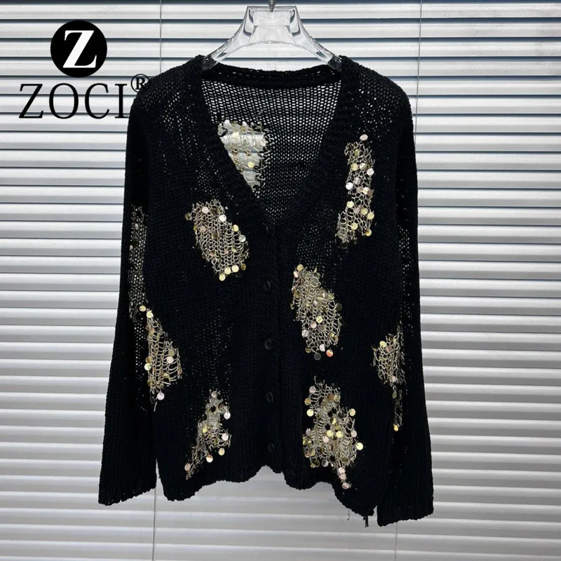 [ZOCI] Легкий роскошный шикарный однобортный вязаный кардиган ранней осени с