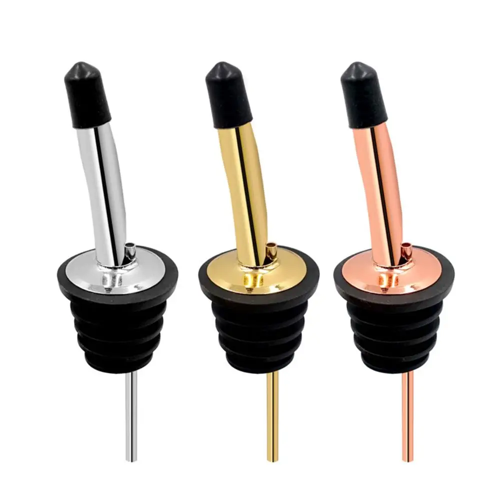 

1/3PCS Barware Free Flow Liquor Spirit Wine Pourer Stainless Steel Spout Stopper Bottle Cap