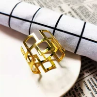 alloy round hollow napkin rings dinner gold color napkin holder towel serviette tableware ring buckle table decor