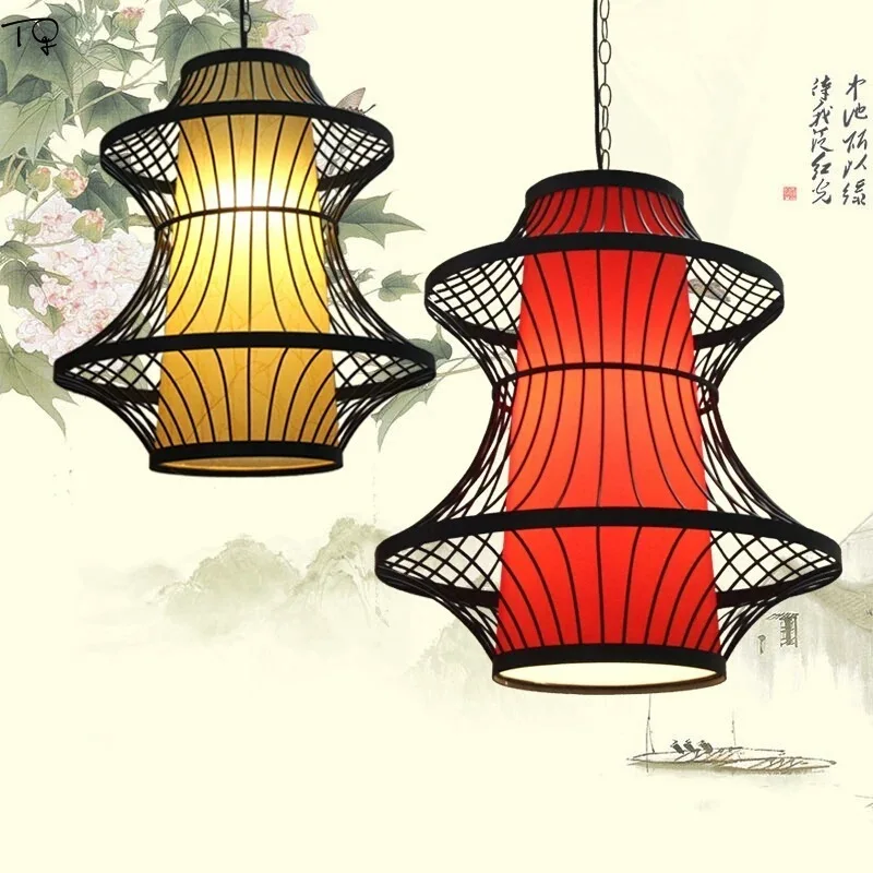 

Подвесная китайская клетка для птиц из бамбука, креативная индивидуальная Led лампа ручной вязки для ресторана, бара, гостиной, Кабинета