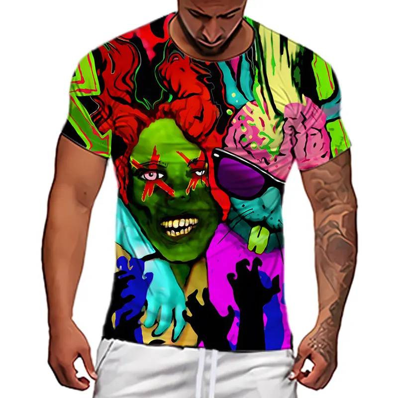 Skull Head Humor Fun Art 3D Print Men's T-shirts Fashion Skeleton Round Neck Short Sleeve Loose Oversized T Shirt For Men 6XL