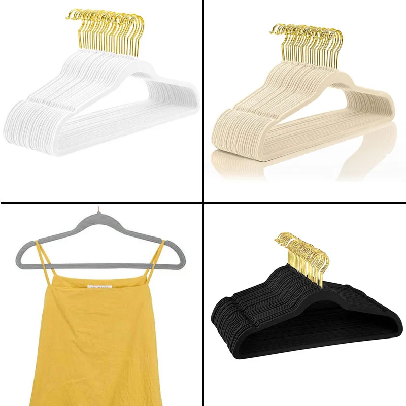 

45cm Slim Non Slip Velvet Clothes Hangers Space Saving Thin Flat Metal Clothing Hanger Closet Organizer Drop Shipping