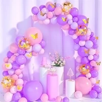 105pcs purple pink balloon garland girl birthday ballon arch kit gold confetti balloons for wedding party decoration baby shower