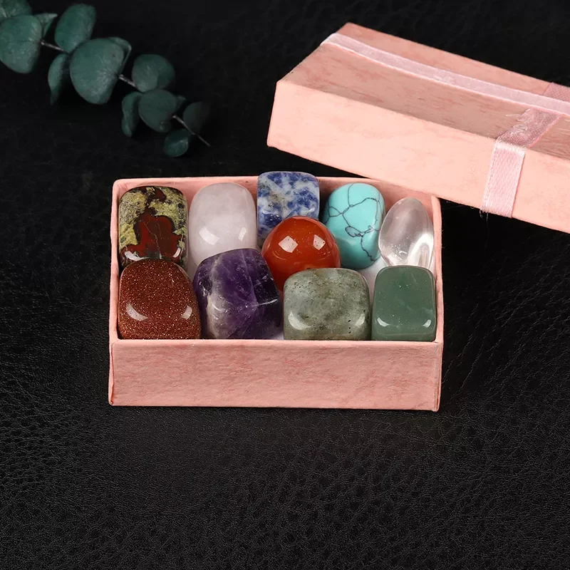 

New 10 pieces/box of natural crystal, gem Chakra healing Quartz mineral, Home Furnishings, Children's Gift Box Crystal Collectio