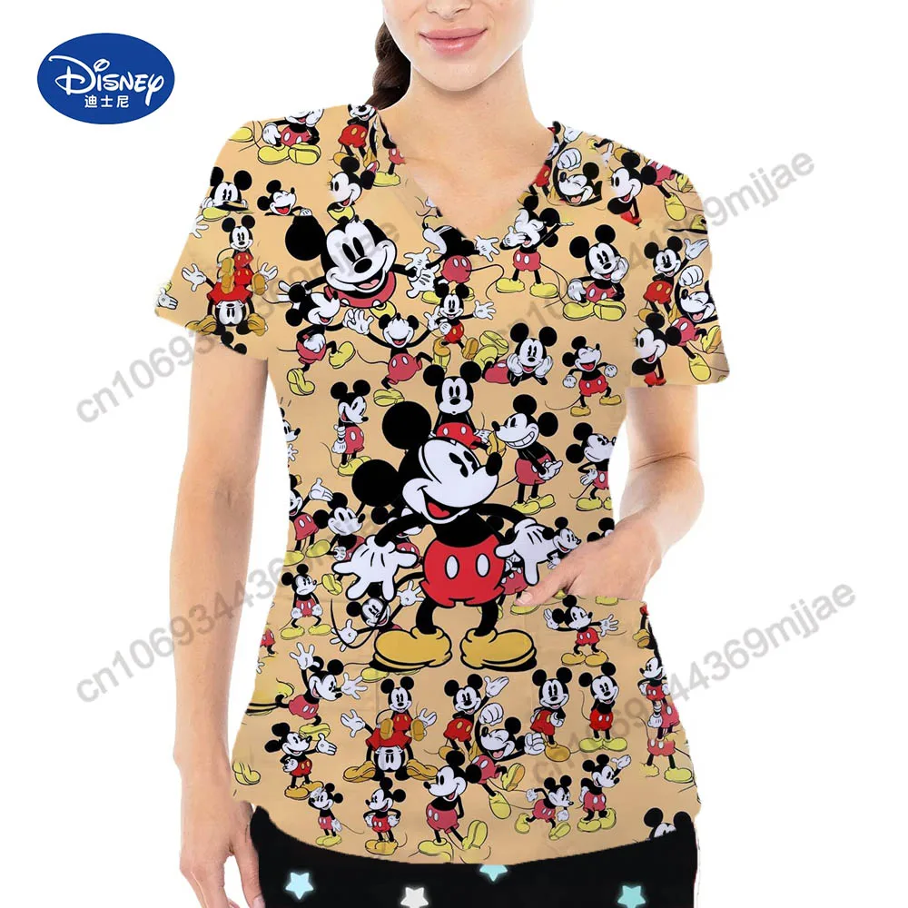 Кроп-топ униформа медсестры Y2k топы с V-образным вырезом Футболка Аниме