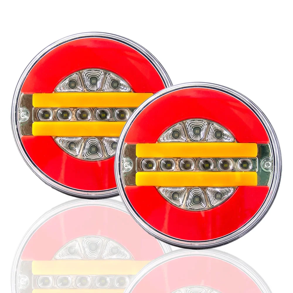 

2 шт., 12 В, 24 В, круглый светодиодный задний фонарь, стоп-сигнал, фонарь заднего хода, DRL, указатель поворота, для автомобиля, грузовика, автобуса, фургона, прицепа, грузовика, RV