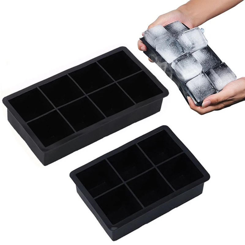 

4/6/8/15 Grid Big Ice Tray Mold Giant Jumbo Large Food Grade Silicone Ice Cube Square Tray Mold DIY Ice Maker Ice Cube Tray