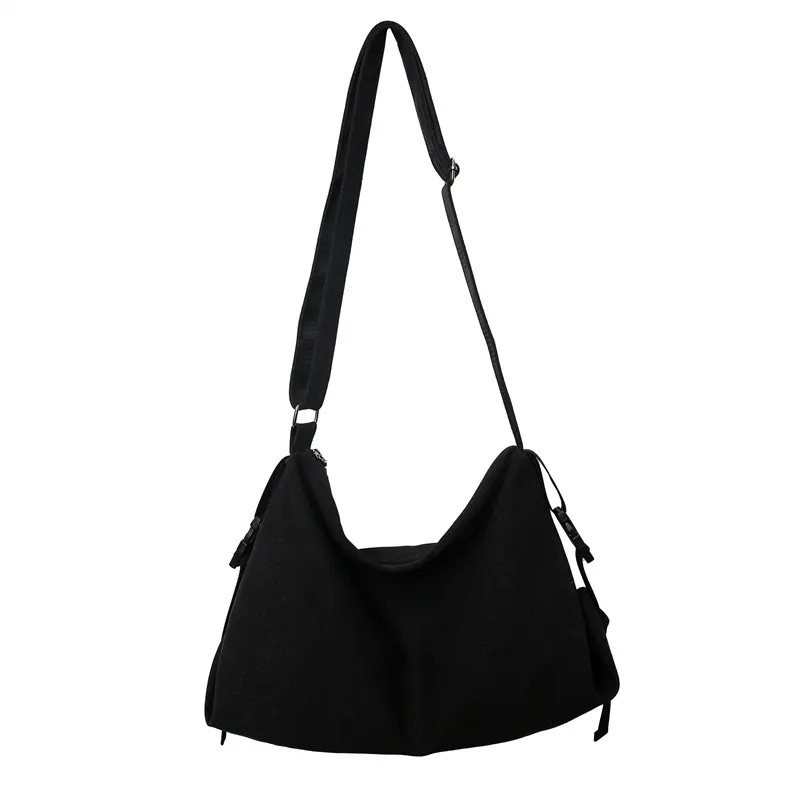 

Новинка весна-осень 2022 хлопчатобумажные холщовые сумки на плечо унисекс однотонные черные сумки для отдыха или путешествий минималистичный стиль большая вместимость