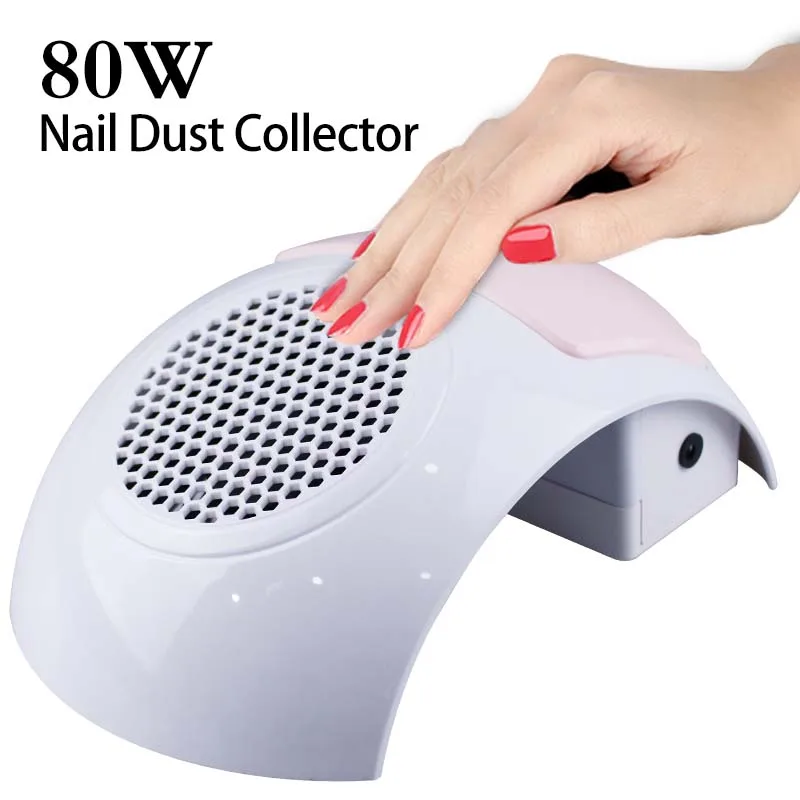 

80W Nail Dust Collector With Fitter Professional Electric Nail Vacuum Cleaner Machine Power Nail Polish Cleaner Pedicure Tools