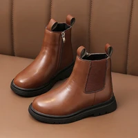 2022 girls chelsea boots fashion childrens martin boots autumn and winter thin cotton simple students soft sole leather boots