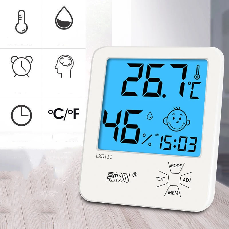 

Digital Alarm Clocks LCD Indoor Outdoor Wall Temperature Sensor Humidity Meter Thermometer Hygrometer Gauge Home Table Clock