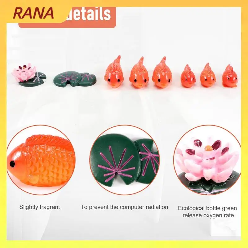 Фото RANA 8 шт./лот, миниатюрные фигурки красной рыбы, декоративные мини-фейные садовые животные, мох, микро-ландшафтные украшения, детская игрушка из смолы №4