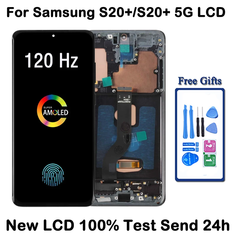 Фото 100% протестированный 6,7-дюймовый AMOLED-дисплей для Samsung S20 PLUS LCD G985 G985F G985F/DS G986 с дигитайзером отпечатков пальцев в сборе №1