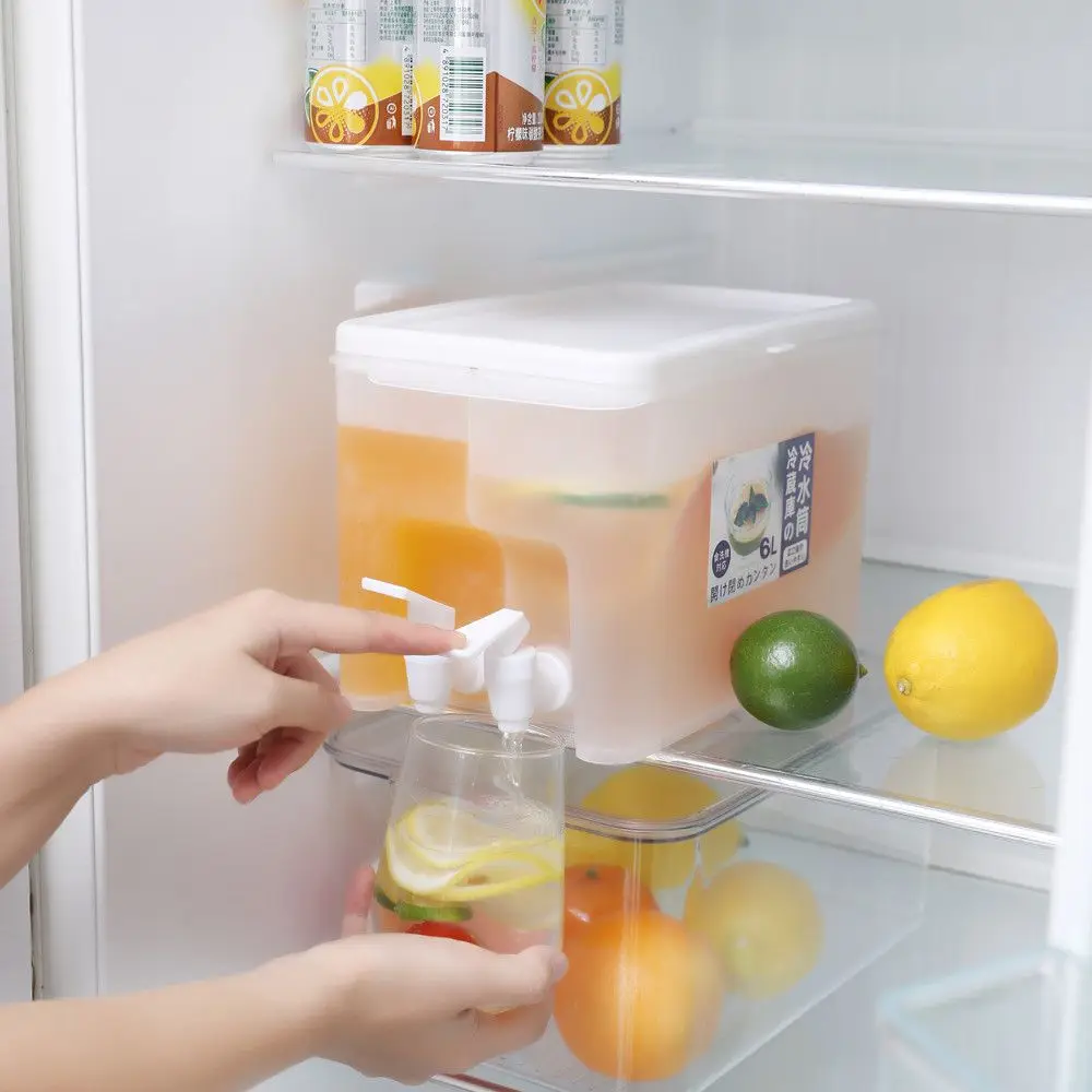

Water Bottle TeaPot Ice Water Infuser Kettle Lemon Juice Water Jug 6000ml Fruit Cool Water Pitcher with Two Faucets