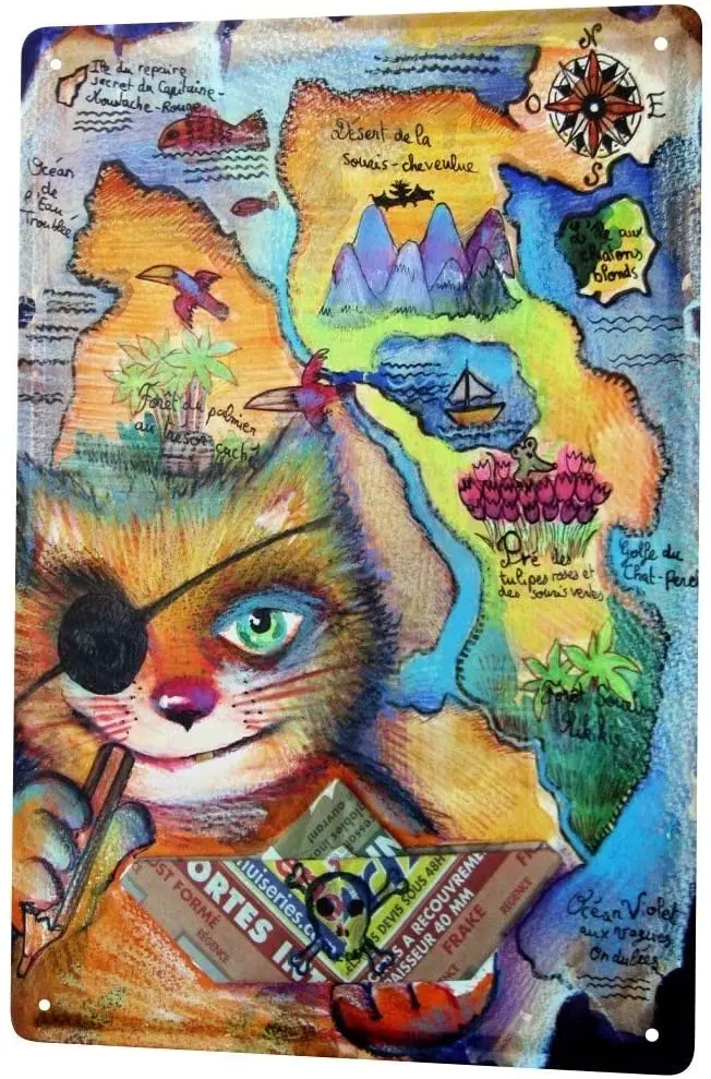 

LEotiE SINCE 2004 Tin Sign Metal Plate Decorative Sign Home Decor Plaques Cat Breed Country map