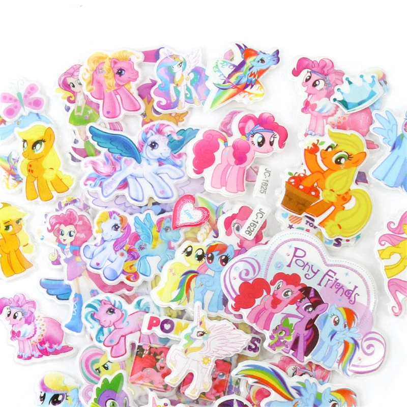 

Hot 12 Sheets Bubble Stickers 3D Movie My Little Pony Classic Toys Scrapbook Strawberry For Kids Gift Reward Notebook Stickers