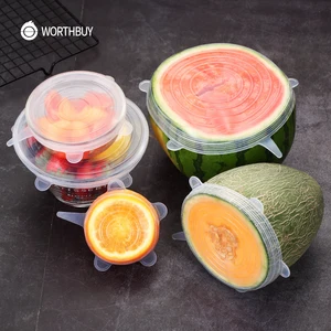 WORTHBUY 6 шт.партия пищевые силиконовые крышки, многоразовые силиконовые крышки для пищевых продуктов, для сохранения свежести, аксессуары