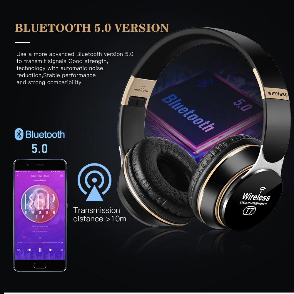 Беспроводные наушники HIFI Head Bluetooth с микрофоном Музыкальная гарнитура для