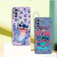 disney cartoon lilo stitch phone case for samsung galaxy s21 s22 pro s20 fe s10 note 20 10 plus lite ultra liquid rope cover