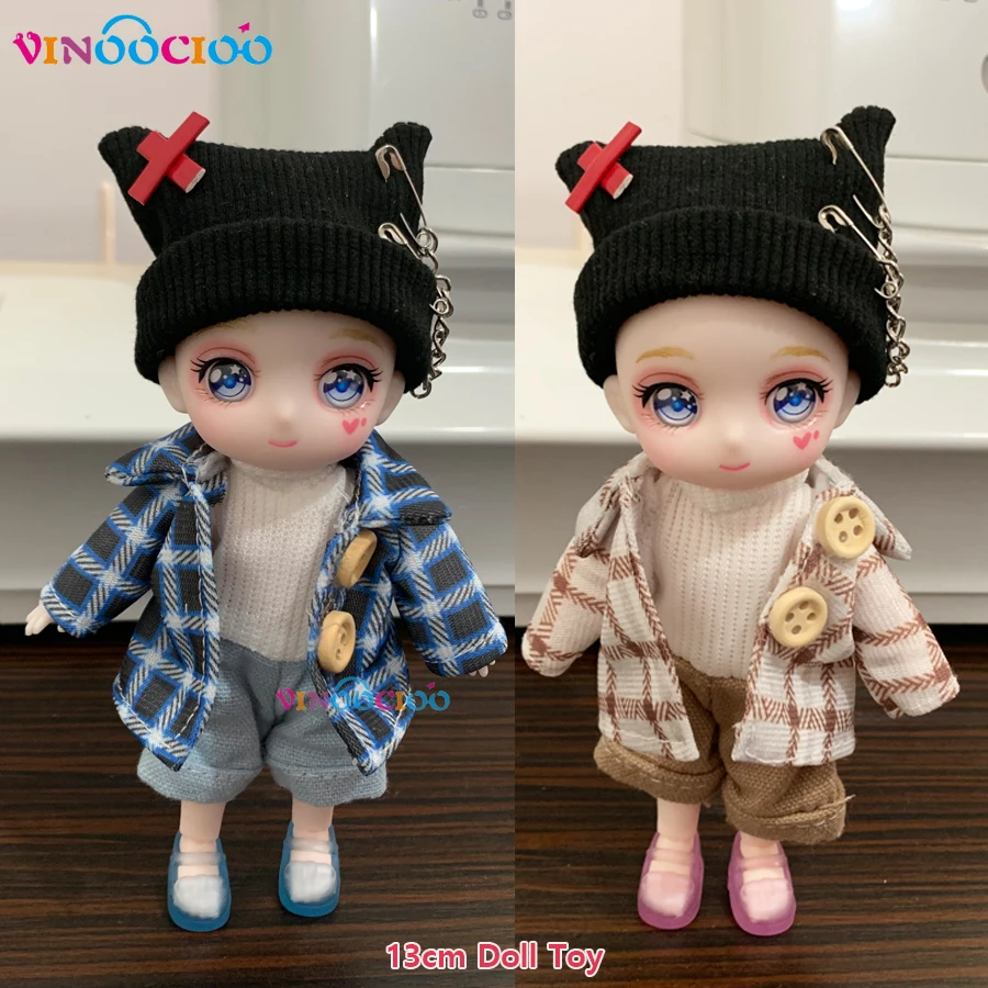 Фото Ob11 кукла полный комплект 1/12 13 см Bjd груц кукла с одеждой обувью шляпами Фигурки игрушки Аниме Куклы Kawaii Сюрприз подарок игрушки №1