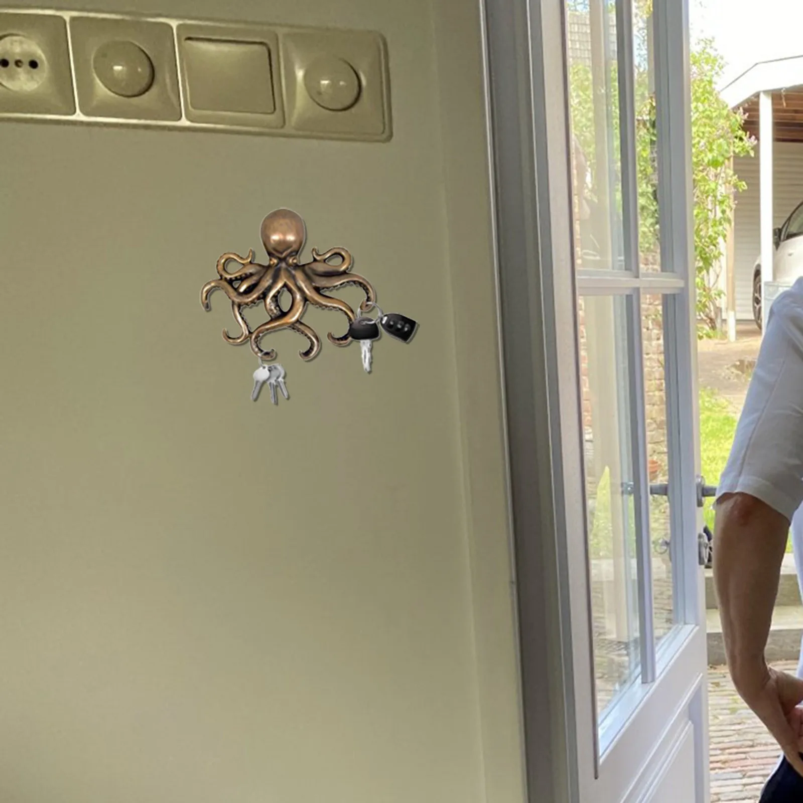 Octop-us искусственная настенная скульптура | Океан тематический Дом Вешалка для ключей домашний Вход Декор | Реалистичный элегантный дверной знак Ho