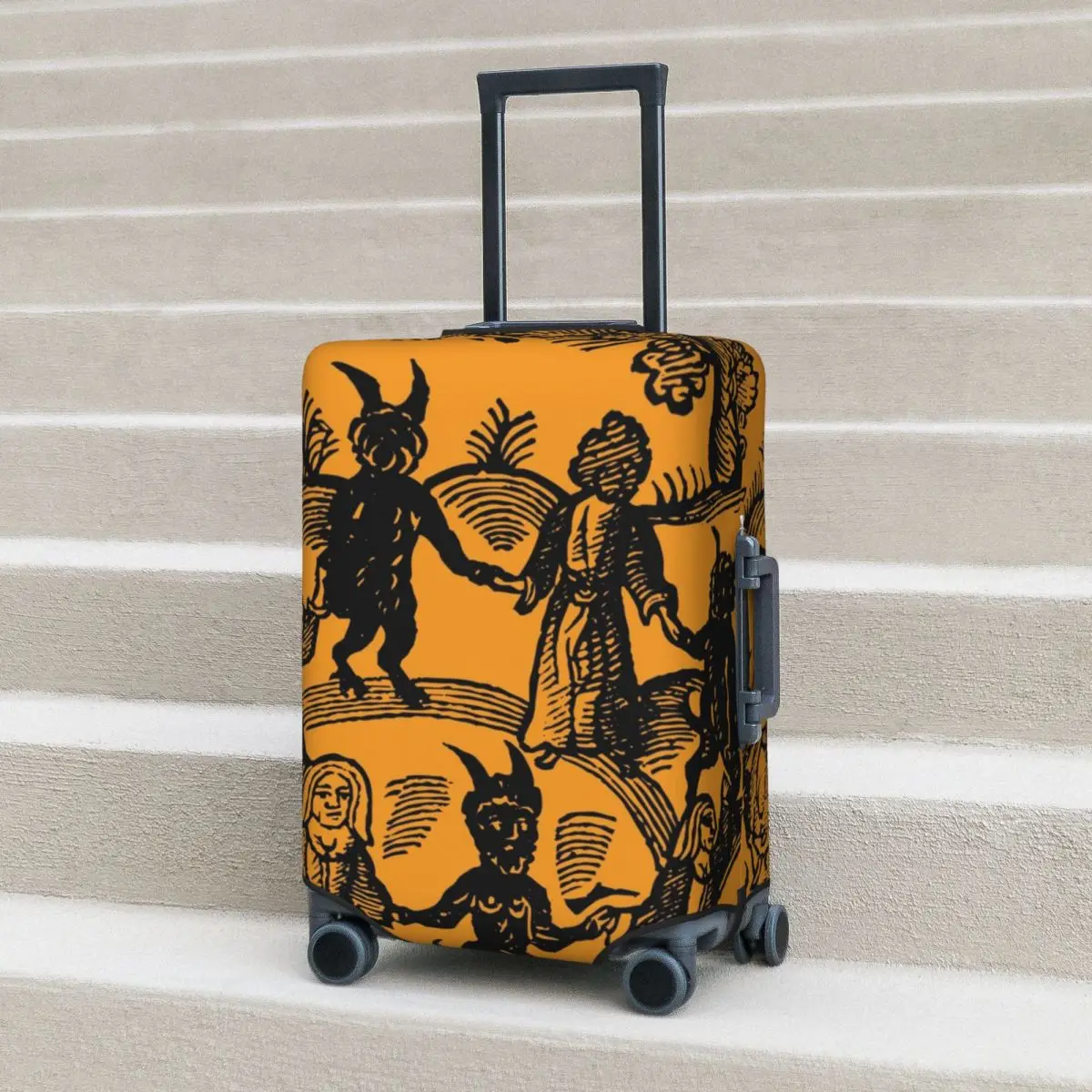 

Satan Suitcase Cover Holiday Dance with the Devil Strectch Luggage Case Cruise Trip Protector