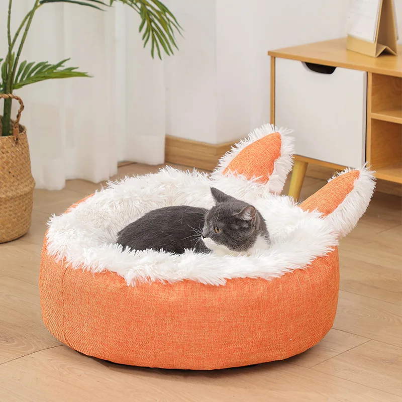 

Calming Cat Bed Soft Round Dog Beds Anti-Anxiety Donut Cuddler House Warming Cozy Fluffy Plush Fleece Portable