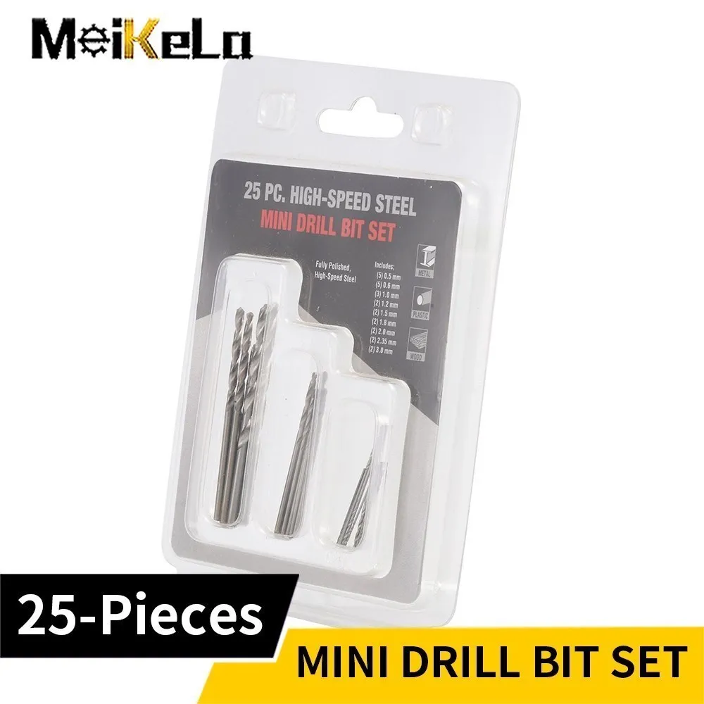 

Meikela Mini Twist Drill DIY 25PCS Drills Rotary Tool Micro Aluminum Twist Drill Bit Wood Drilling Hole Saw DIY Craft