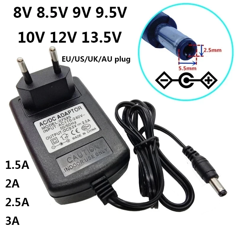 8v 8.5v 9.5v 10v 12v 13.5v Ac Adaptor Supply Converter Dc Wall Adaptador 5.5*2.5mm