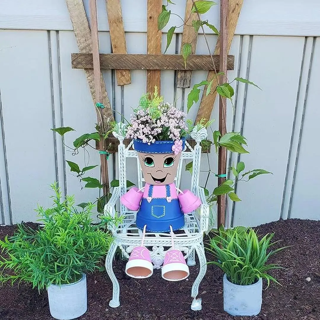 

Creative Sturdy Resin Flowerpot Attractive Lightweight Resin Country Kid People Shape Plant Succulents Planter Garden Decoration