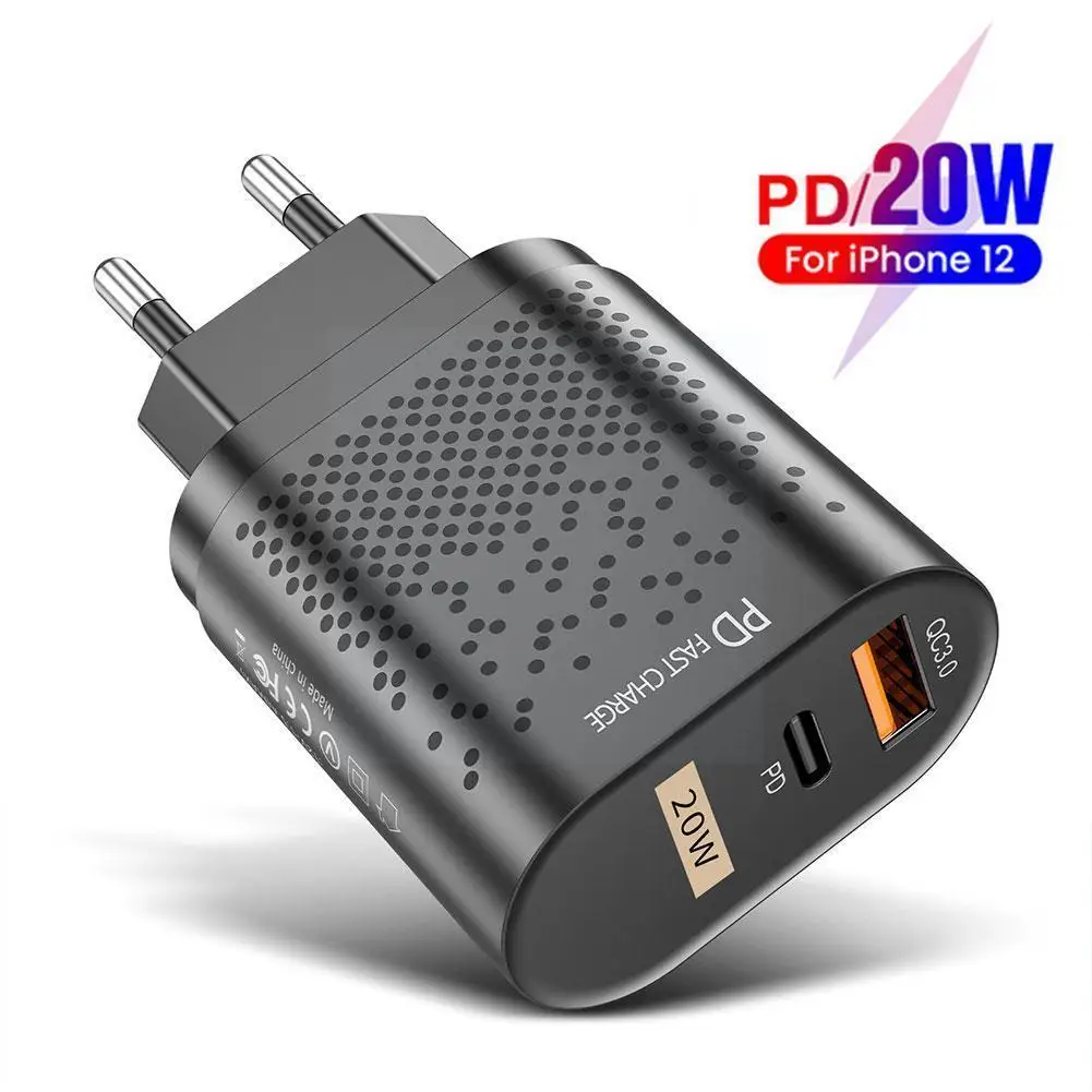 

20W Fast Charging Dual USB Charger For IPhone 13 12 QC3.0 Dual PD 20W Type C Power Adapter For Samsung Huawei Portab O3R2
