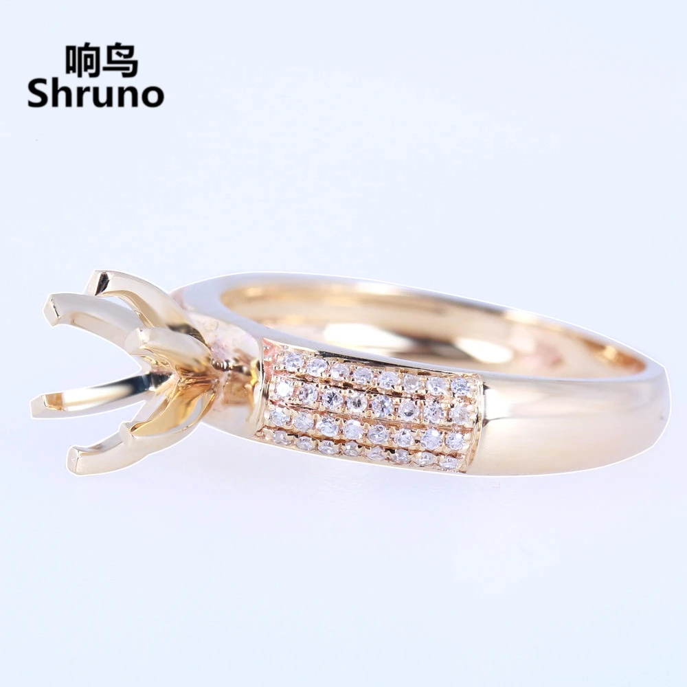 Женское кольцо из желтого золота 14 к 10 Shruno 5 75-7 мм с круглым вырезом и натуральными