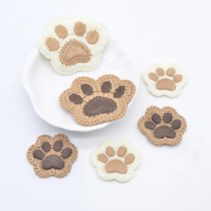 10Pcs Cartoon Bear Paw Wool Applique for DIY Baby Clothes Hat Shoes Sewing Patches Headwear Hair Loop Clips Decor Accessories