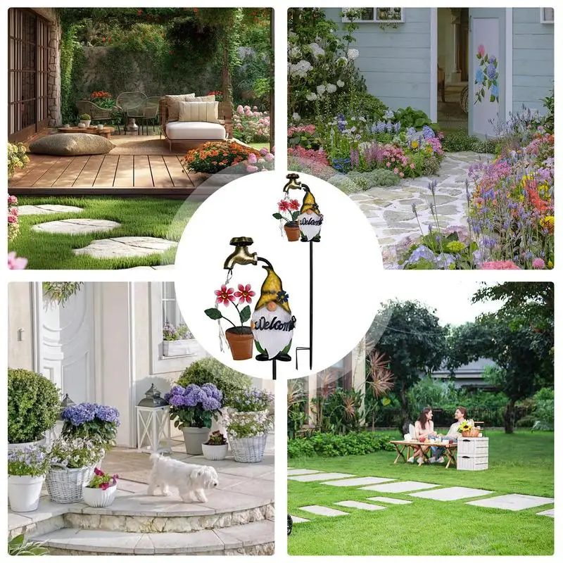 Солнечные фонари уличный кол солнечный садовый светильник гном