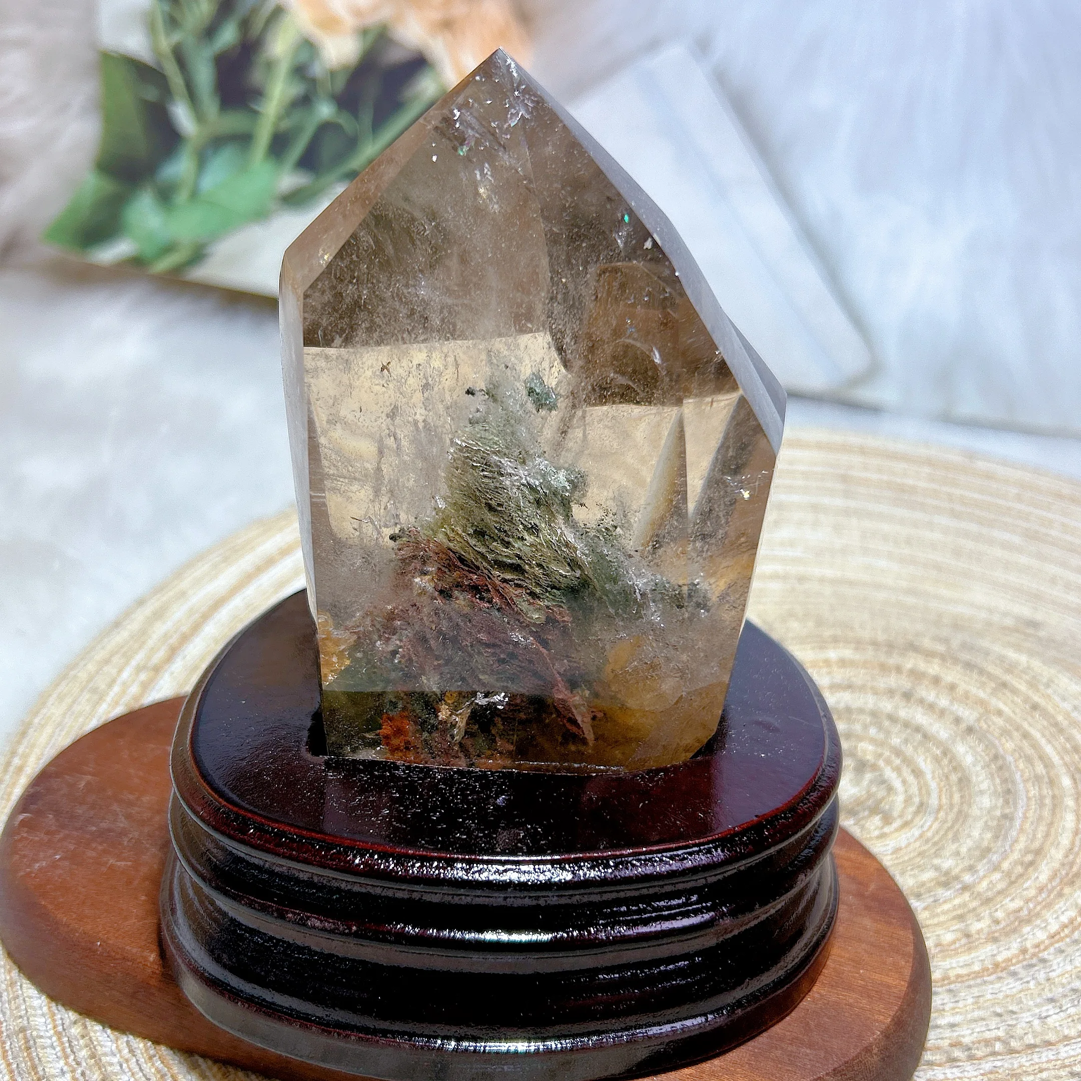 Исцеляющий натуральный кристалл садовый кварц Радужная башня точка близнецов