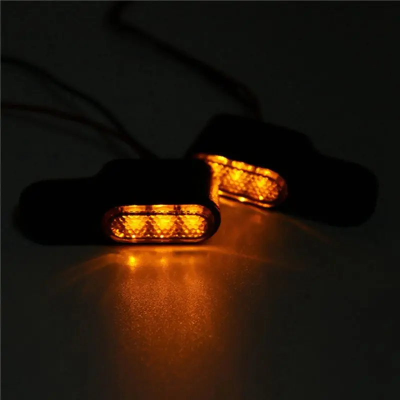 Фото AASS-4PCS 12V Мотоциклетные светодиодные указатели поворота, сигнальная лампа на руль, янтарный сигнал, крепление на рычаг тормоза/сцепления, черный цвет. №2