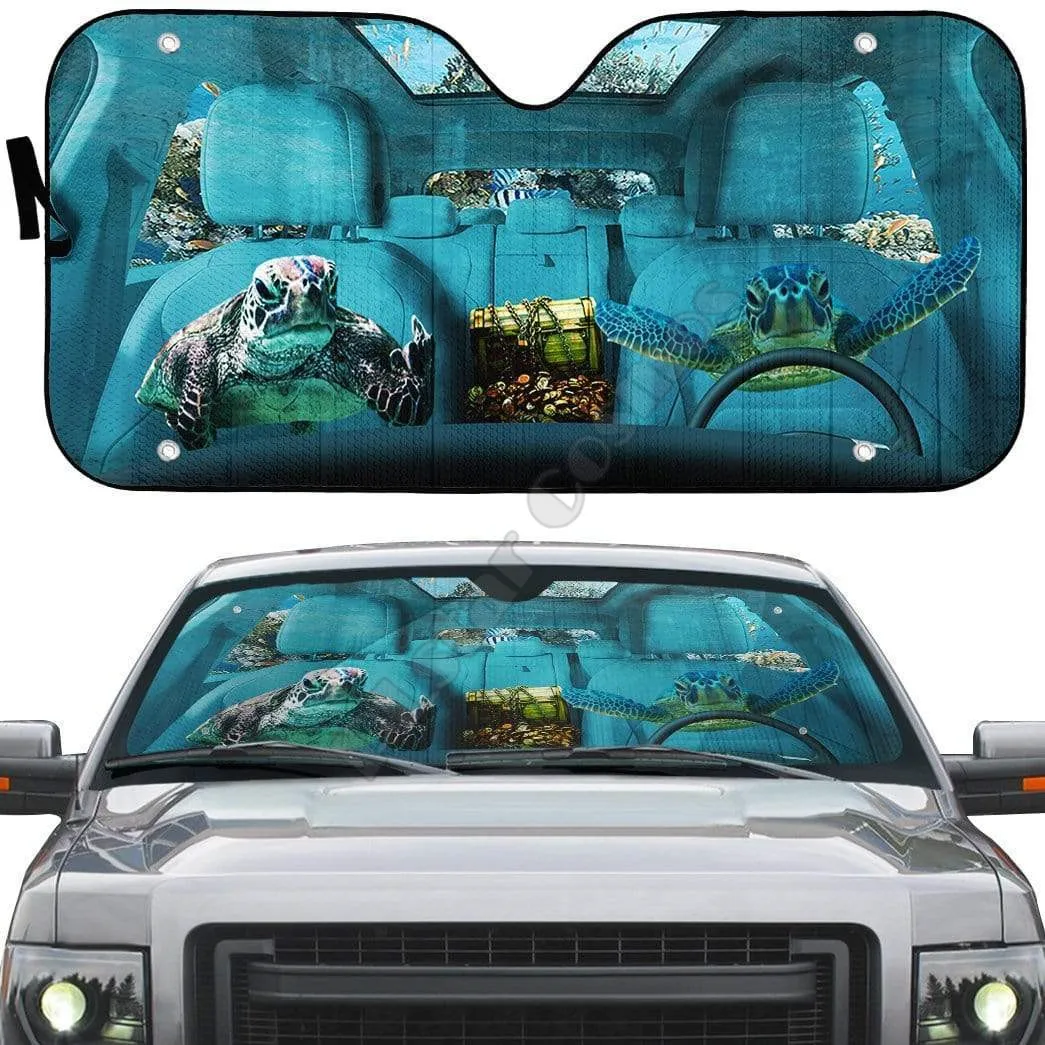 

Turtle/Shark/Octopus 3D Printed Car sunshade Auto Sun Shade for Car Truck Decor Windshield Sunshade,Blocks UV Rays Sun