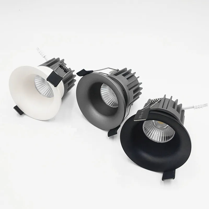 

2023 New Embedded Bell Mouth Die-cast Aluminum Dimmable LED Downlight 9W12WCOB Spotlight AC85~265V Indoor Lighting
