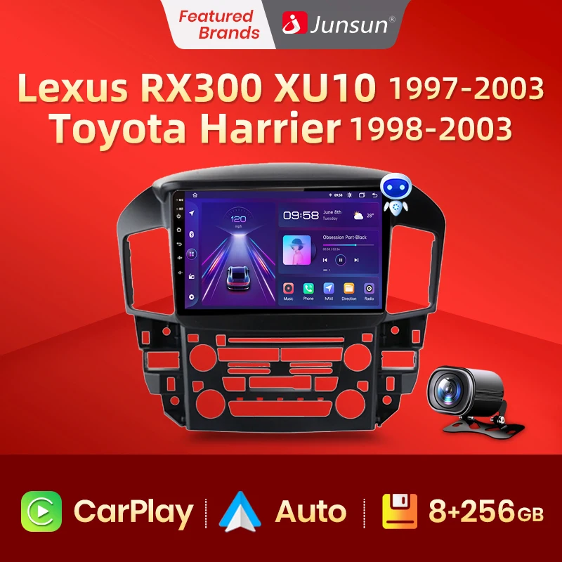 Junsun V1 Pro для Lexus RX300 XU10 1997 - 2003 Toyota Harrier 1998 автомобильное радио CarPlay Android Авто GPS No 2 din