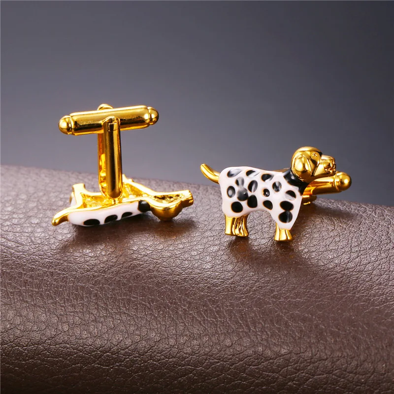 Запонки Collare для мужчин золотистые/Серебристые запонки с белыми и черными