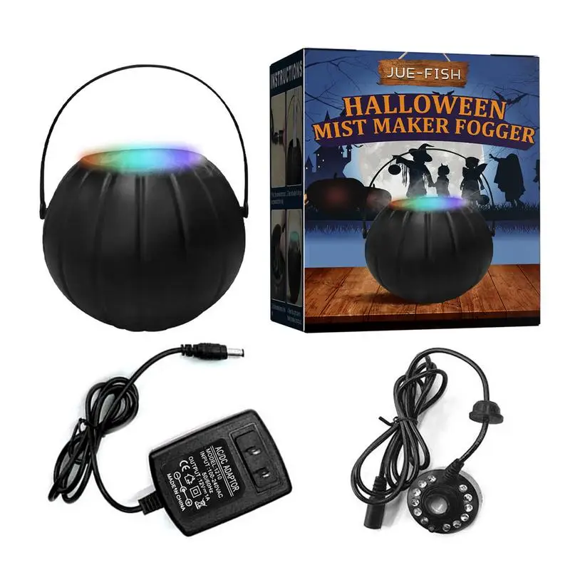 

Halloween Mist Maker 12 Color Changing LED Light Mini Fogger Machine Witch Jar Atomizer Lamp For Halloween Party Decorations