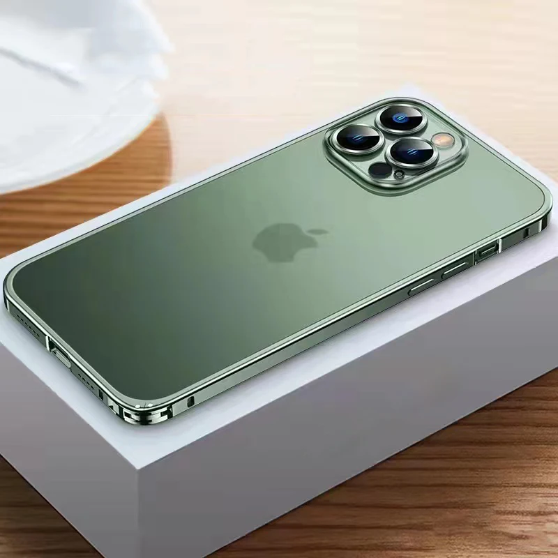 

Aluminum Luxury Ultra Thin Metal Case For iPhone 13 Pro MAX 12 Pro 11 Pro Bumper Camera Protector Matte PC Transparent Cover