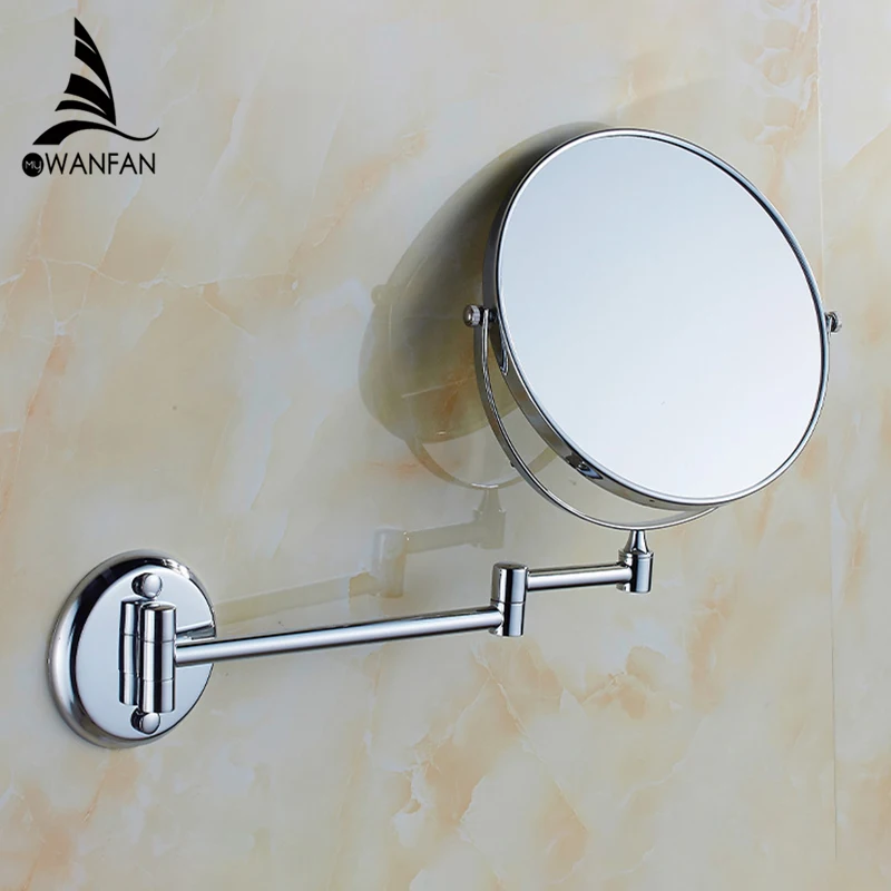 

Bath Mirrors 8" Round Wall Mirror 3 X Magnification Dual Face Makeup Cosmetic Mirrors Brass Bathroom Mirror 1308L