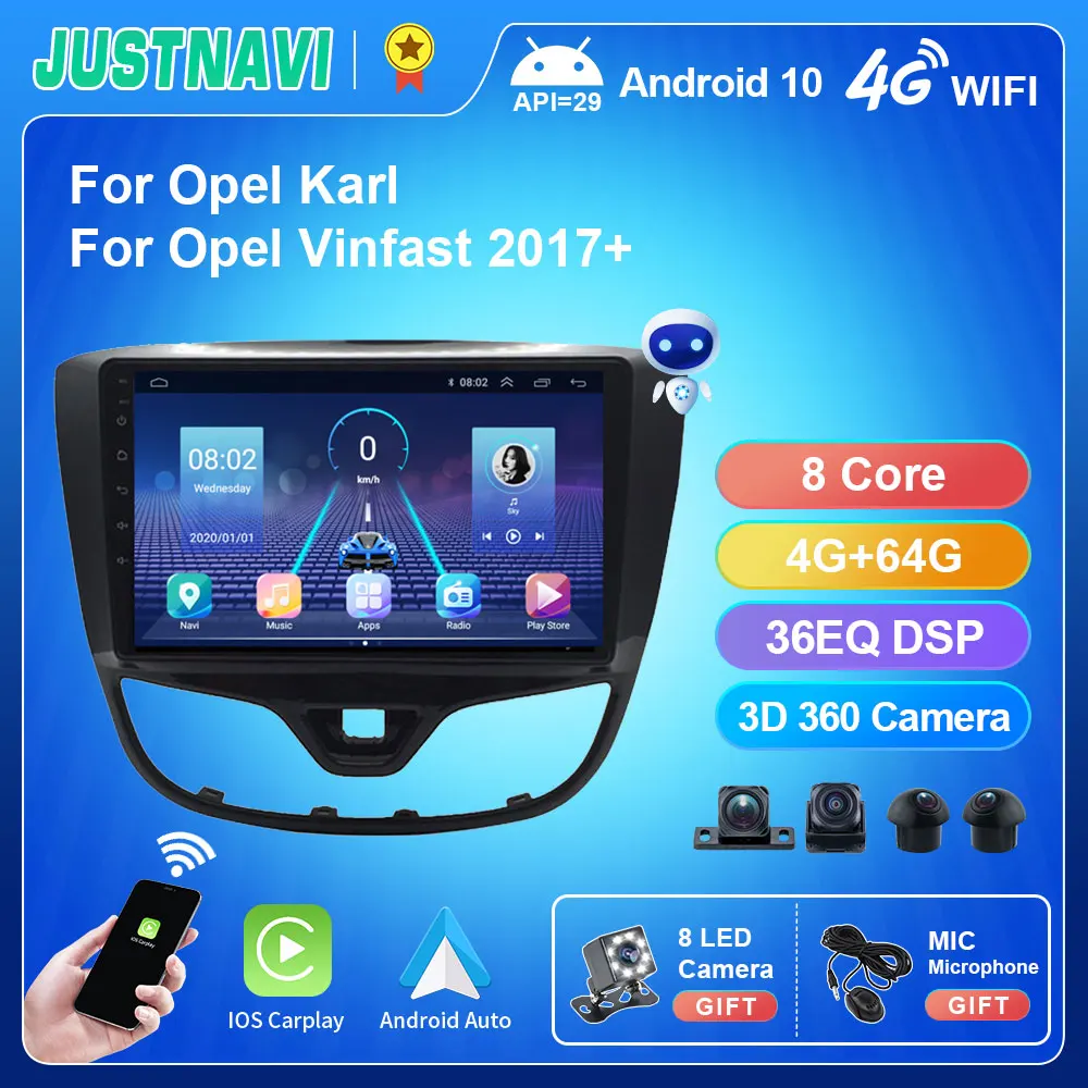 

JUSTNAVI 2 DIN Android10.0 Car Radio For Opel Karl For Opel Vinfast 2017+ IPS Stereo Receiver Auto Radio GPS Navigation DSP BT
