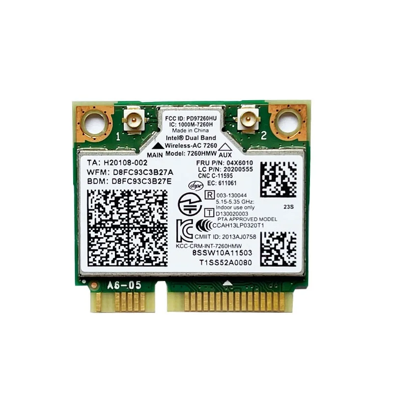 

For Intel Dual Band AC 7260 7260AC 7260HMW 867Mbps WiFi Bluetooth4.0 Wireless Card FRU:04X6010 for LENOVO S1 S440 S540 E440 E540