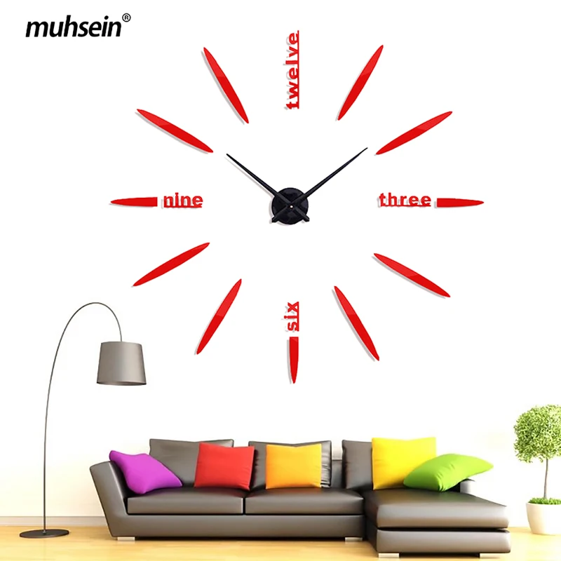 

Muhsein 3D DIY Gold Silver Black Wall Clock EVA Number&Acrylic Mirror Big Personalized Digital Watches Home Decor Clock Factory