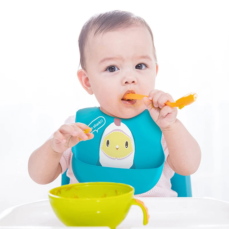 

Children's Bibs Waterproof Silicone Feeding Baby Saliva Towel Cartoon Printed Aprons Baby Bibs Adjustable Bibs Baby Rice Pocket